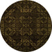 Round Abstract Orange Modern Rug, abs4493org