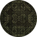 Round Abstract Brown Modern Rug, abs4493brn