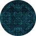 Round Machine Washable Abstract Light Blue Modern Rug, wshabs4493lblu