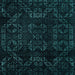 Square Machine Washable Abstract Medium Teal Green Rug, wshabs4493