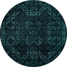 Round Abstract Teal Green Modern Rug, abs4493