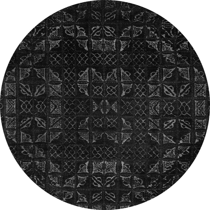Round Abstract Gray Modern Rug, abs4493gry