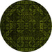 Round Abstract Yellow Modern Rug, abs4493yw