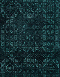 Machine Washable Abstract Medium Teal Green Rug, wshabs4493