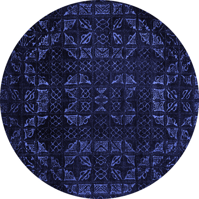 Round Abstract Blue Modern Rug, abs4493blu