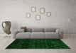 Machine Washable Abstract Green Modern Area Rugs in a Living Room,, wshabs4493grn