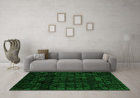 Machine Washable Abstract Green Modern Rug, wshabs4493grn