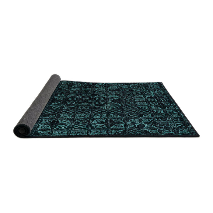 Sideview of Abstract Greenish Blue Green Modern Rug, abs4494