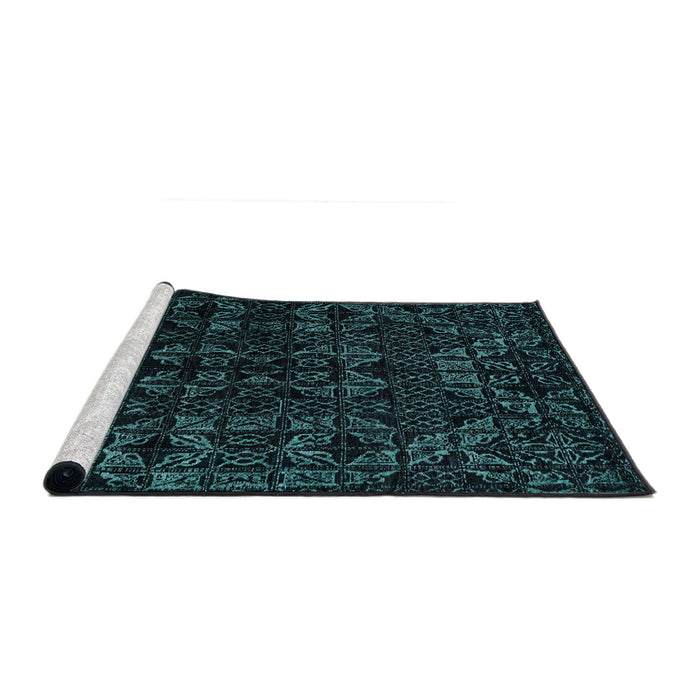 Sideview of Machine Washable Abstract Greenish Blue Green Rug, wshabs4494