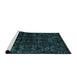 Sideview of Machine Washable Abstract Greenish Blue Green Rug, wshabs4494