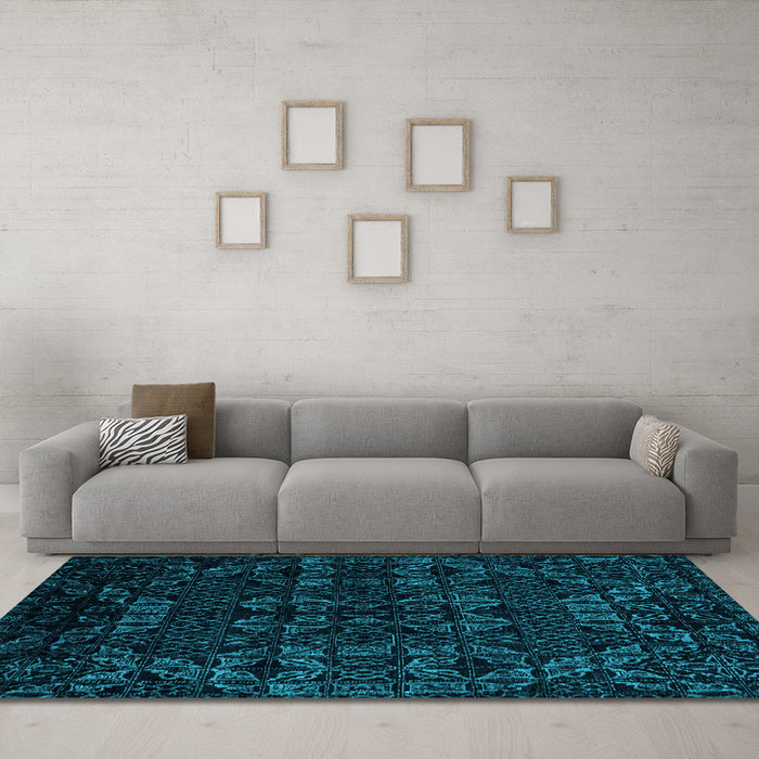 Machine Washable Abstract Light Blue Modern Rug in a Living Room, wshabs4494lblu