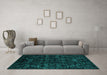 Machine Washable Abstract Turquoise Modern Area Rugs in a Living Room,, wshabs4494turq