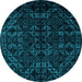 Round Machine Washable Abstract Light Blue Modern Rug, wshabs4494lblu