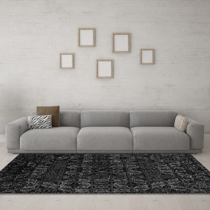 Machine Washable Abstract Gray Modern Rug in a Living Room,, wshabs4494gry