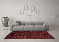 Machine Washable Abstract Red Modern Rug, wshabs4494red