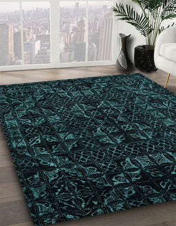 Abstract Greenish Blue Green Modern Rug in Family Room, abs4494