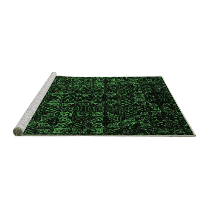 Sideview of Machine Washable Abstract Emerald Green Modern Area Rugs, wshabs4494emgrn