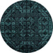 Round Machine Washable Abstract Greenish Blue Green Rug, wshabs4494