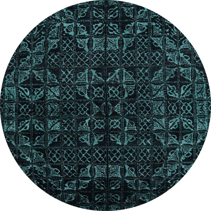 Round Abstract Greenish Blue Green Modern Rug, abs4494