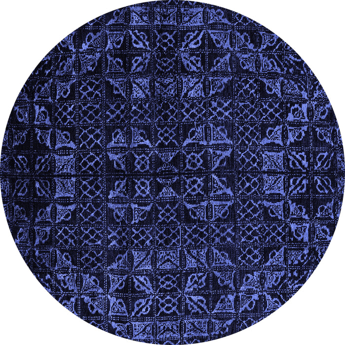 Round Abstract Blue Modern Rug, abs4494blu