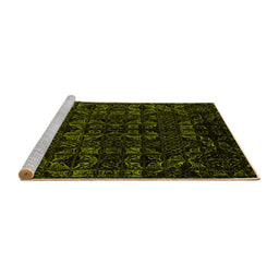 Sideview of Machine Washable Abstract Yellow Modern Rug, wshabs4494yw