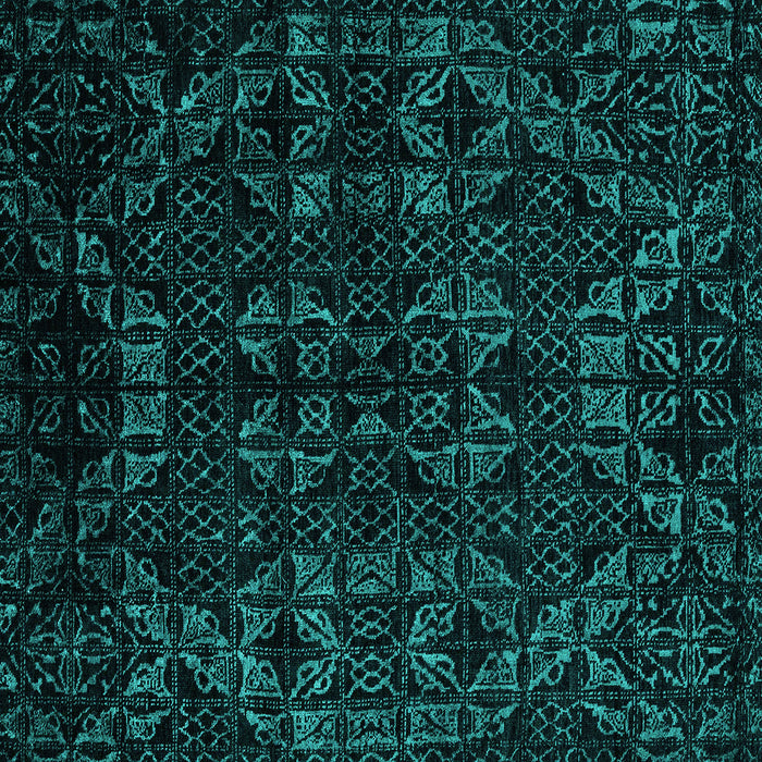 Square Machine Washable Abstract Turquoise Modern Area Rugs, wshabs4494turq