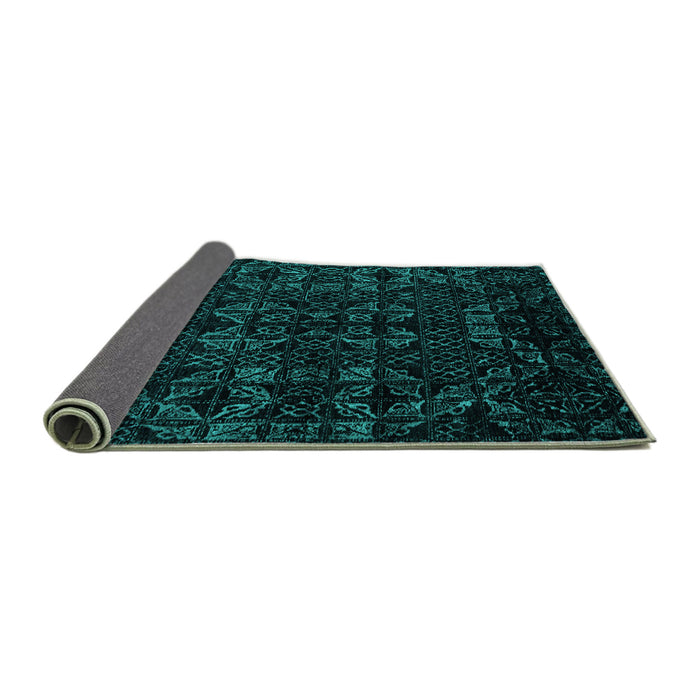Sideview of Abstract Turquoise Modern Rug, abs4494turq
