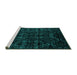 Sideview of Machine Washable Abstract Turquoise Modern Area Rugs, wshabs4494turq