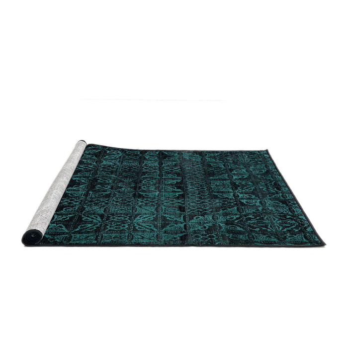 Sideview of Machine Washable Abstract Medium Teal Green Rug, wshabs4495