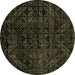 Round Machine Washable Abstract Brown Modern Rug, wshabs4495brn