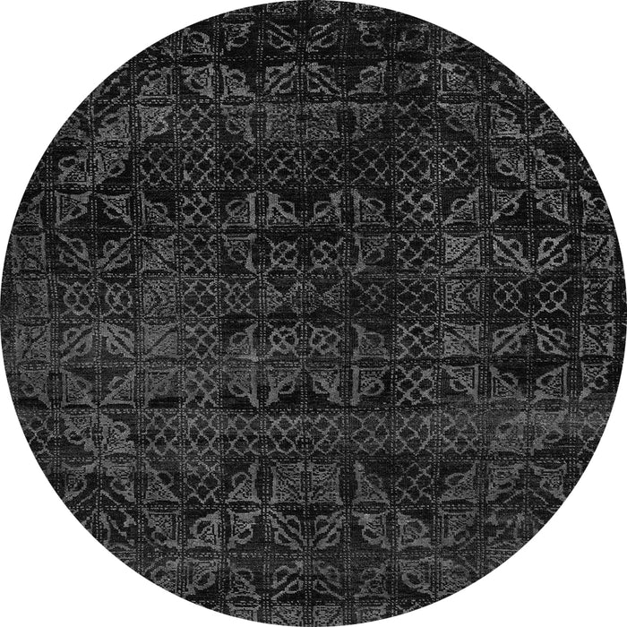 Round Abstract Gray Modern Rug, abs4495gry