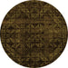 Round Machine Washable Abstract Orange Modern Area Rugs, wshabs4495org