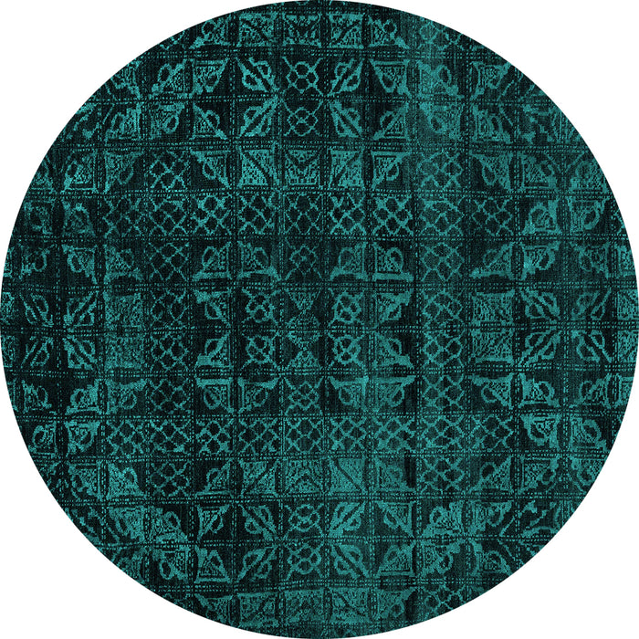 Round Abstract Turquoise Modern Rug, abs4495turq