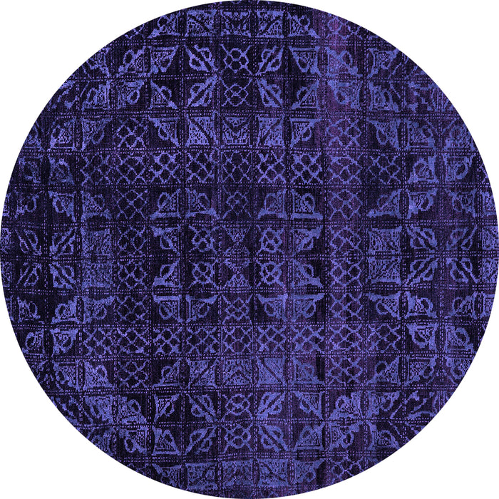 Round Machine Washable Abstract Purple Modern Area Rugs, wshabs4495pur