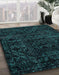 Machine Washable Abstract Medium Teal Green Rug in a Family Room, wshabs4495