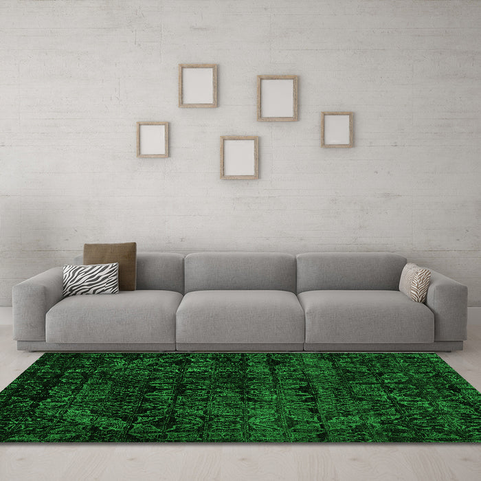 Machine Washable Abstract Green Modern Area Rugs in a Living Room,, wshabs4495grn