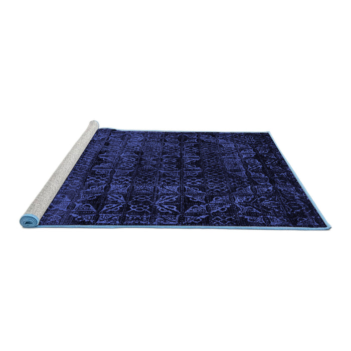 Sideview of Machine Washable Abstract Blue Modern Rug, wshabs4495blu