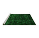 Sideview of Machine Washable Abstract Green Modern Area Rugs, wshabs4495grn