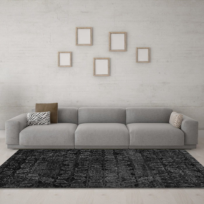 Machine Washable Abstract Gray Modern Rug in a Living Room,, wshabs4495gry