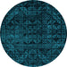 Round Abstract Light Blue Modern Rug, abs4495lblu