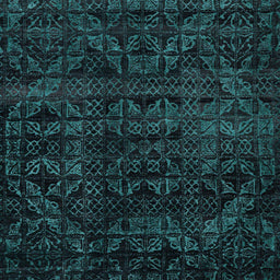 Square Machine Washable Abstract Medium Teal Green Rug, wshabs4495
