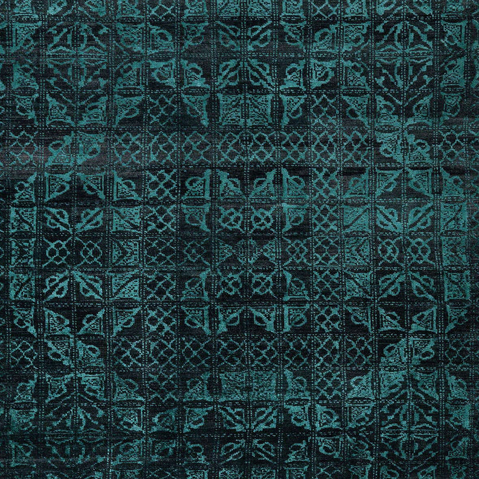 Square Machine Washable Abstract Medium Teal Green Rug, wshabs4495