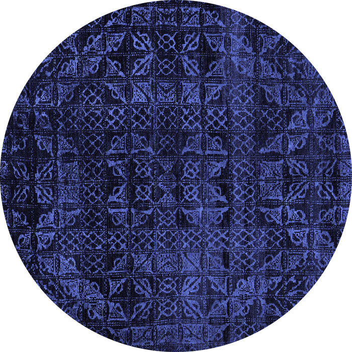 Round Machine Washable Abstract Blue Modern Rug, wshabs4495blu