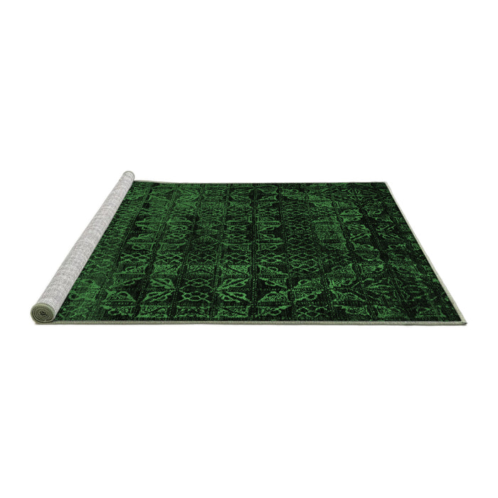 Sideview of Machine Washable Abstract Emerald Green Modern Area Rugs, wshabs4495emgrn