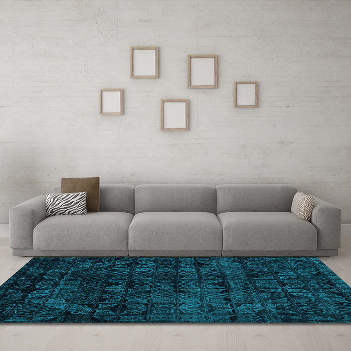 Machine Washable Abstract Light Blue Modern Rug in a Living Room, wshabs4495lblu