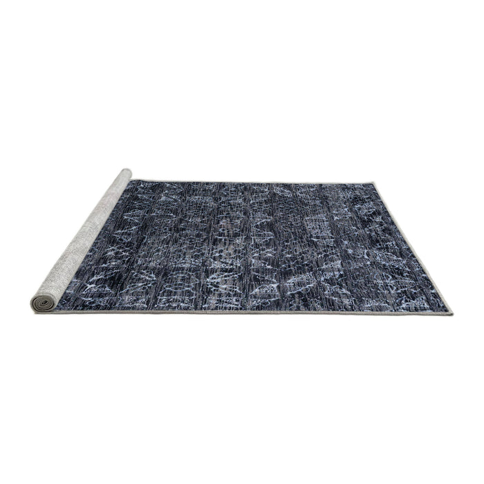 Sideview of Machine Washable Abstract Slate Blue Grey Blue Rug, wshabs4496