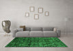 Machine Washable Abstract Green Modern Area Rugs in a Living Room,, wshabs4496grn