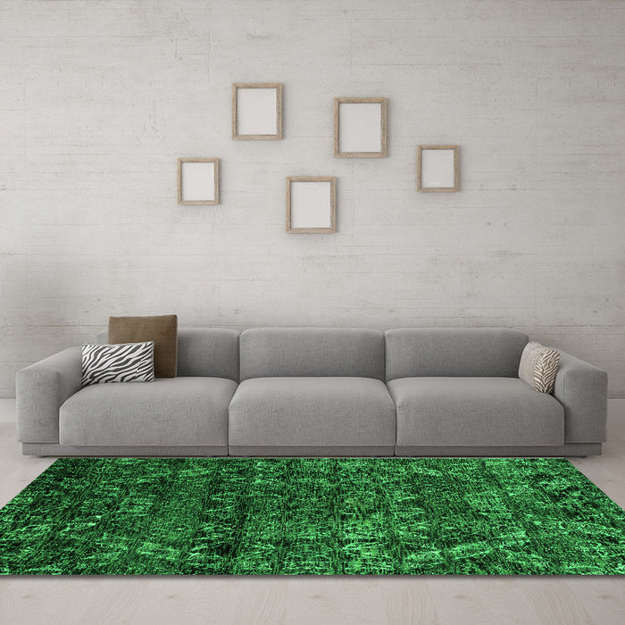 Machine Washable Abstract Green Modern Area Rugs in a Living Room,, wshabs4496grn