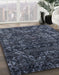 Machine Washable Abstract Slate Blue Grey Blue Rug in a Family Room, wshabs4496