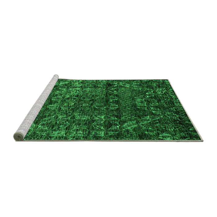 Sideview of Machine Washable Abstract Green Modern Area Rugs, wshabs4496grn